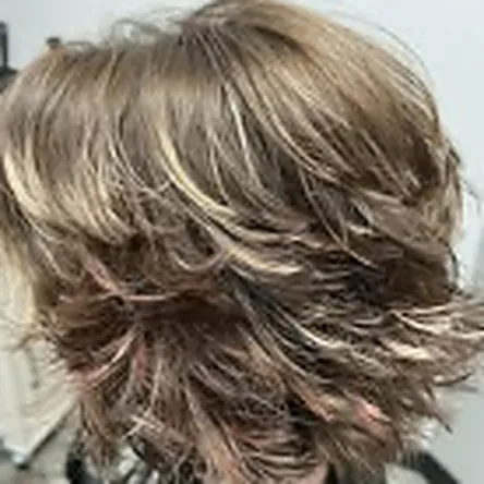 Ash blonde layered bob with soft waves